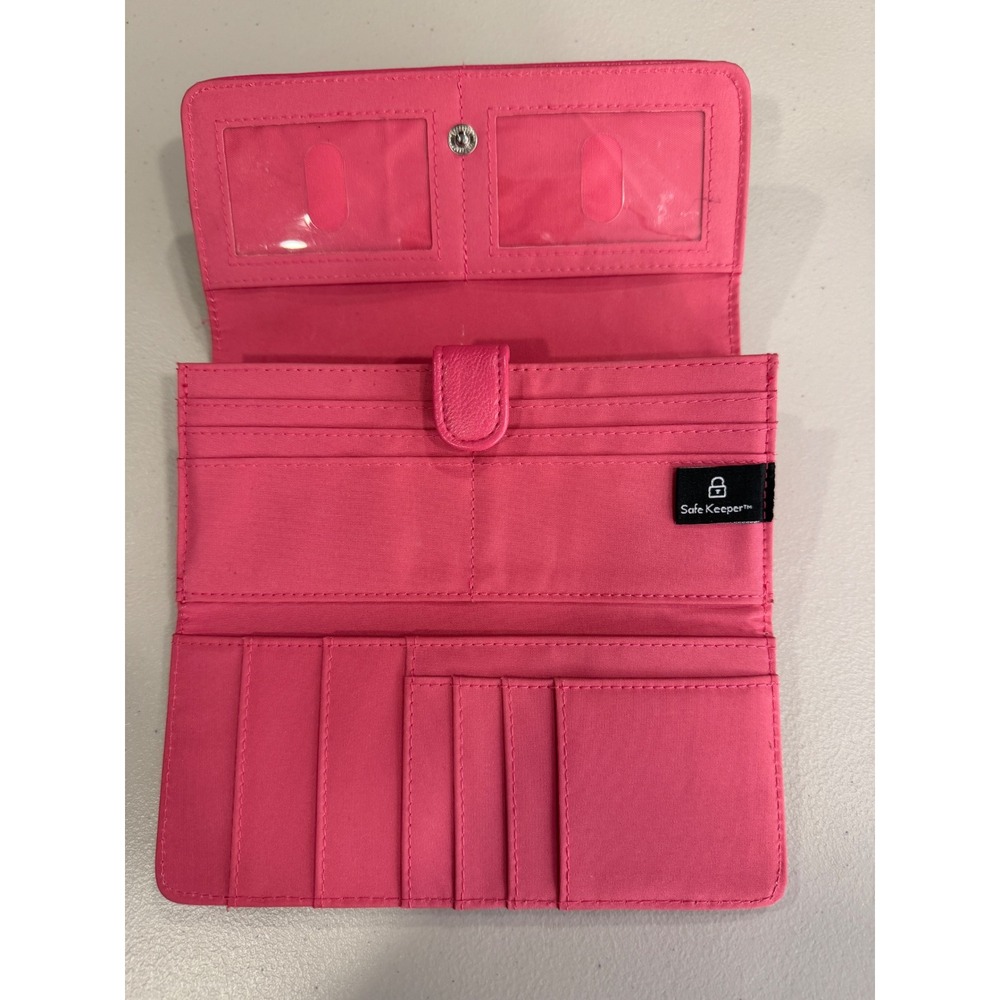 Safe Keeper Floral RFID Blocking Tri-Fold Wallet Clutch Pink Orange Canvas